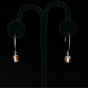 Sterling Silver Half Hoop Wire and Bead Earrings